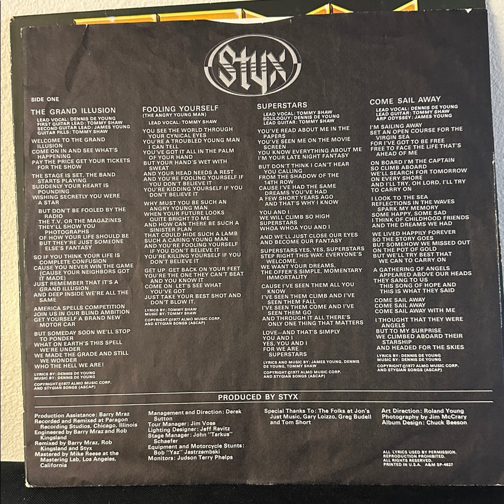 Styx The Grand Illusion Vinyl Record - Picture 5 of 6